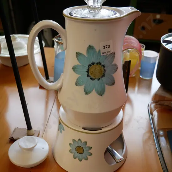 ceramic Noritake white spirit coffee perc on stand