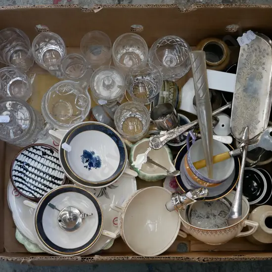box; cut crystal tumblers, soup bowls, servers etc