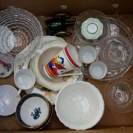 box; glass bowls, coffee mugs, soup bowls, plates etc