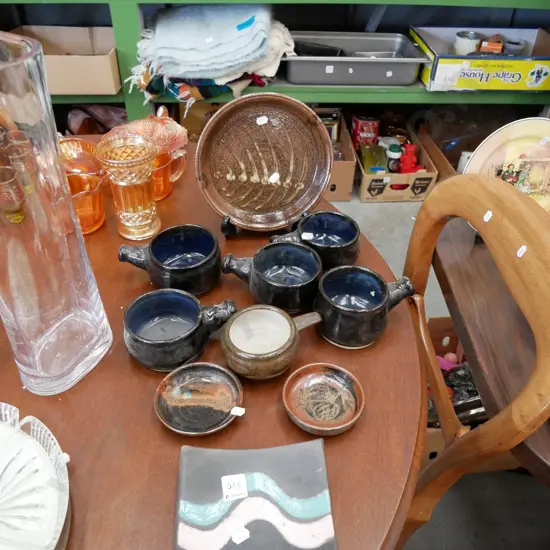 studio pottery bowl, plate, soup mugs etc