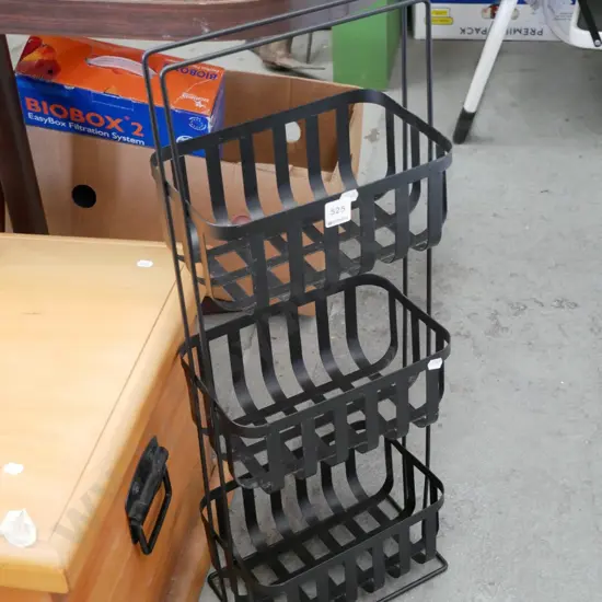 bent metal 3 basket storage unit