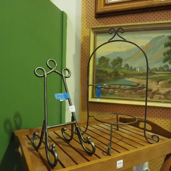 metal bookstand and metal plate stand