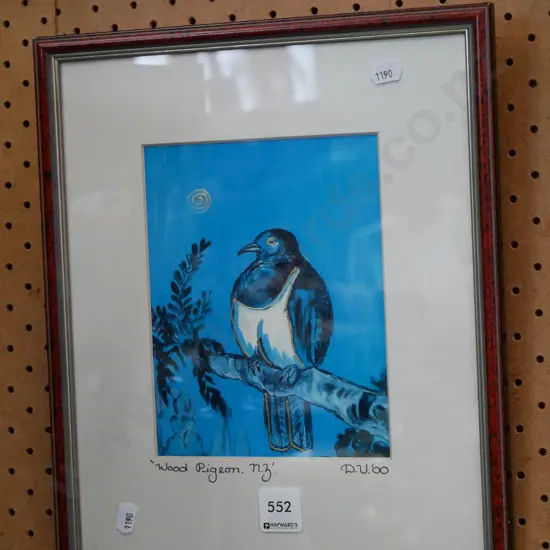 framed mixed media - wood pigeon