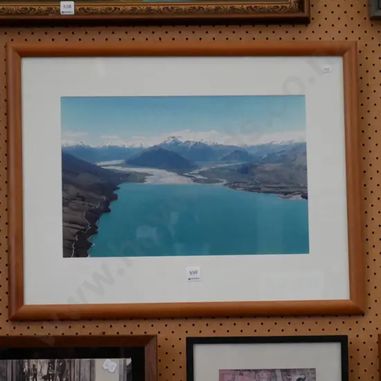 framed photographic print - lake and mountain scene