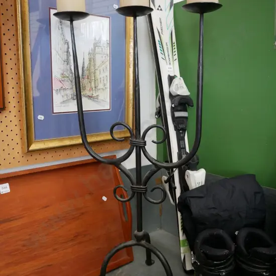 wrought metal candelabra and candles H- 860