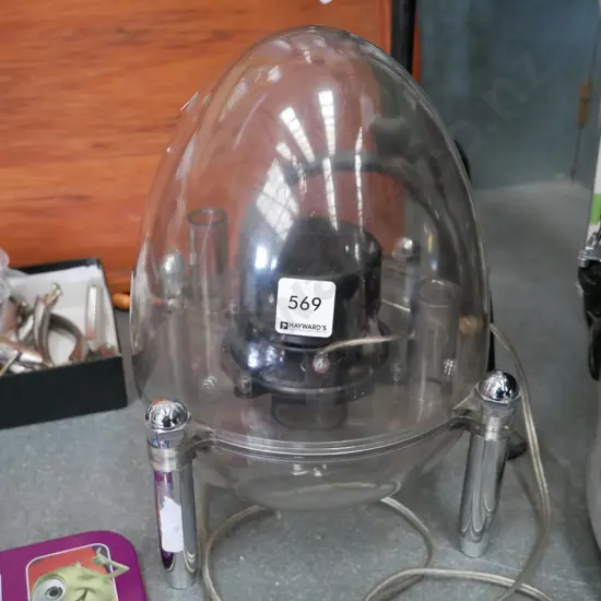 egg shaped clear perspex speaker