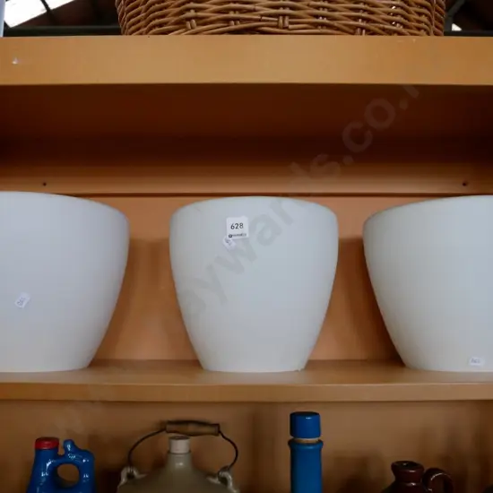 3 white glass lightshades