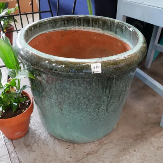 large green glazed planter H- 390, Diam - 470