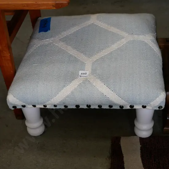 turned leg and upholstered footstool