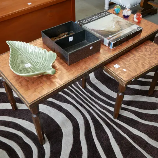 2 x copper topped coffee tables