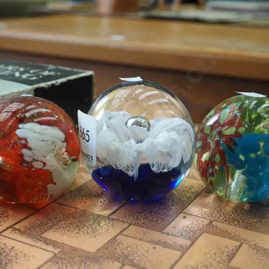 3 glass paperweights