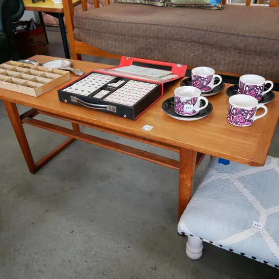 teak mid-century 2 tier coffee table H- 410, W- 1140, D- 410