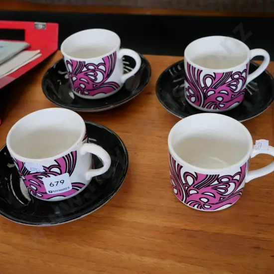 Crown Lynn colour glaze - 4 cups and 3 saucers