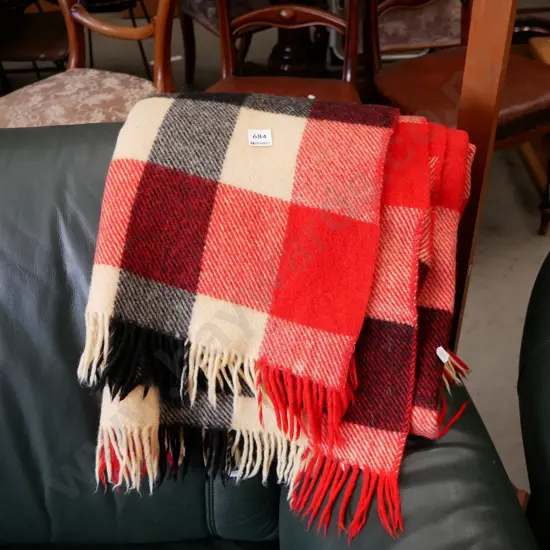 checked woollen travel blanket