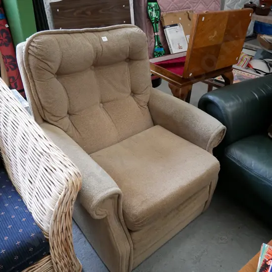 deep buttoned upholstered fireside chair