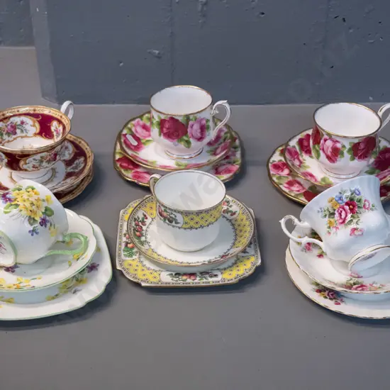 6 English trios - 5 Royal Albert & 1 Aynsley