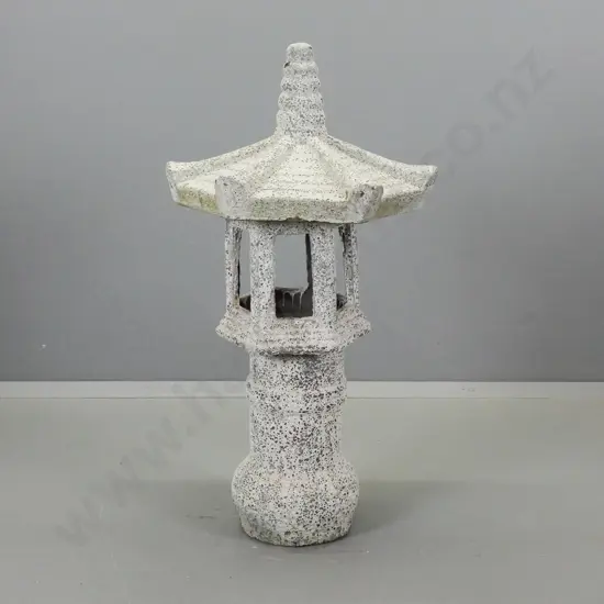 vintage 2-piece earthenware Pagoda shape garden lantern with faux pebbled concrete finish H-1070 W-570