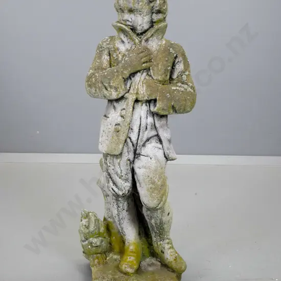 cast concrete garden figure - repair to one leg H-740 W-280 D-230