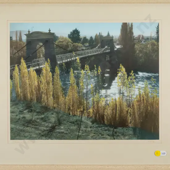 framed Whites Aviation hand coloured photograph Alexandra Bridge H-290 W-370