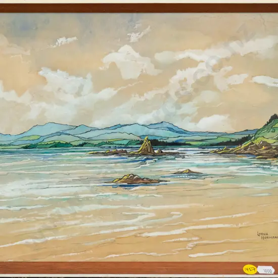 Lorna Hormann 1970 - framed watercolour "Dummy Bay Motueka" H-260 WE-360