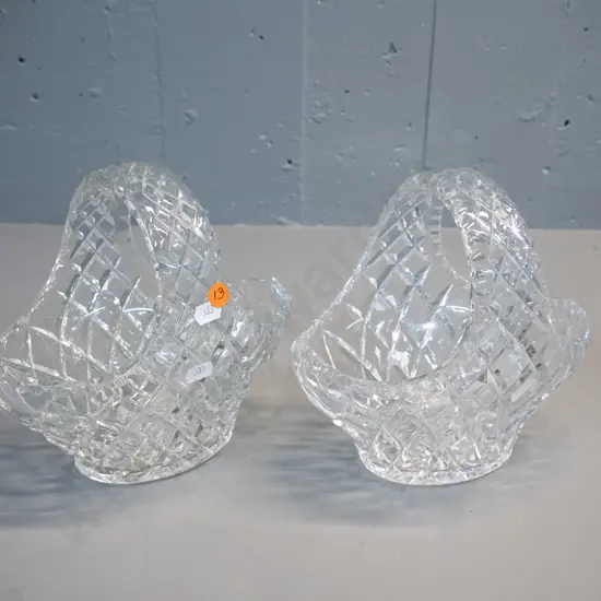 pair of cut crystal baskets H-210 L-220