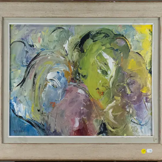 Merrill Peck - framed oil- female faces- W-340 W-440