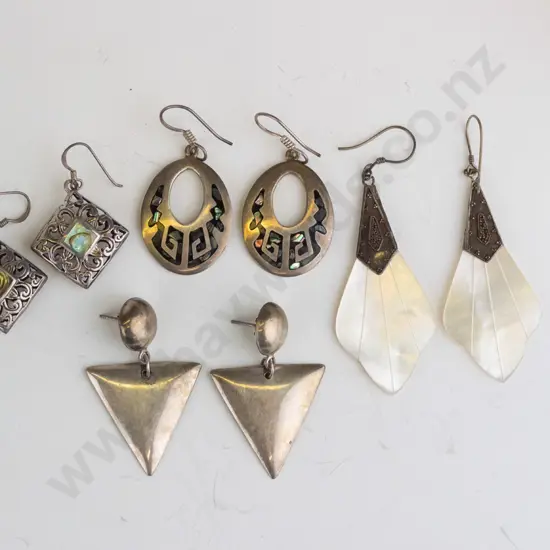 4 pairs of asstd silver earrings all stamped 925
