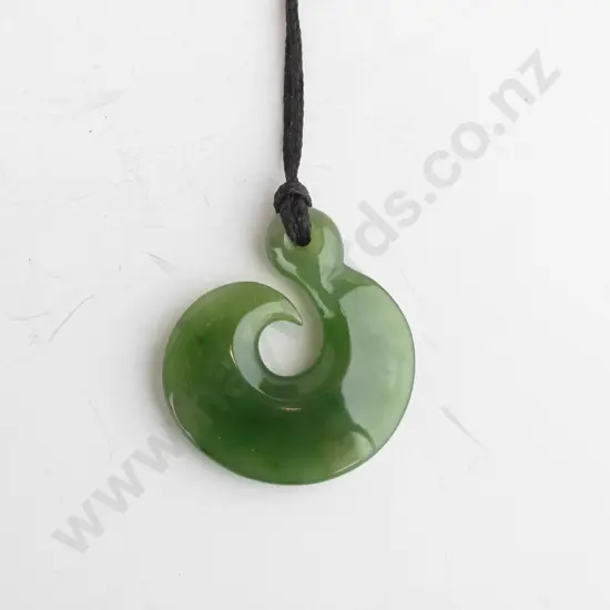 greenstone necklace on leather strand