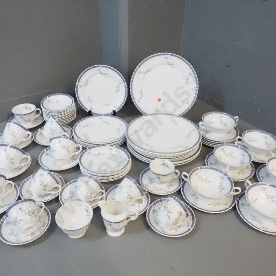 Royal Stafford "Make Believe" pattern dinner and coffee ware - 9 dinner plates, 6 luncheon, 6 soups, 6 tea cups &