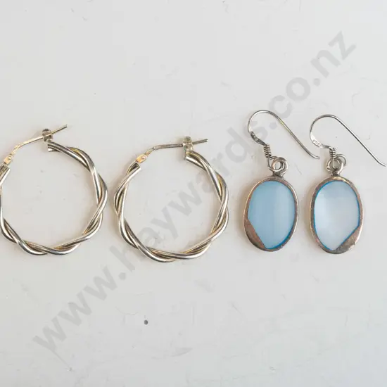 2 pairs of earrings both stamped 925