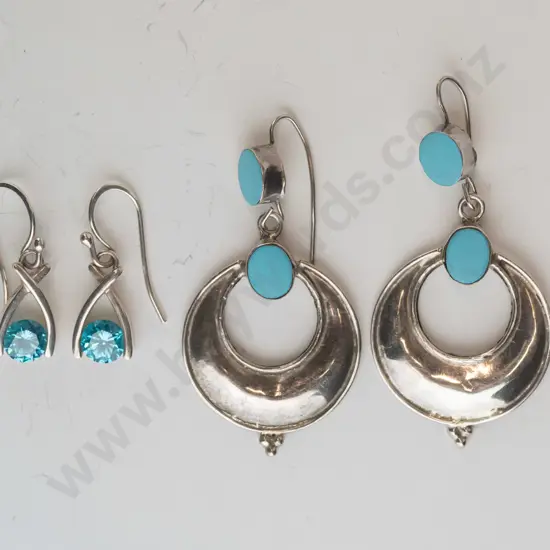 2 pairs of earrings both stamped 925