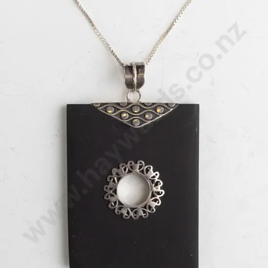 silver & black necklace both stamped 925