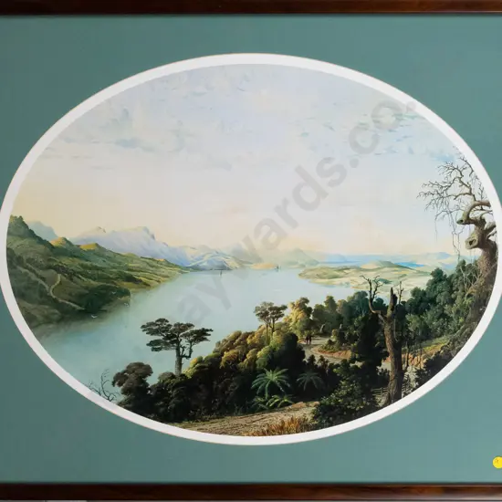 framed historic print - Otago Harbour - H-460 W-610