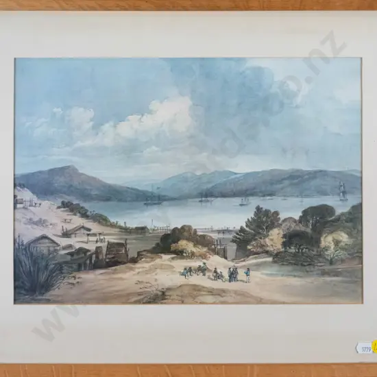 framed historic print - Port Otago 1844 H-250 W-360