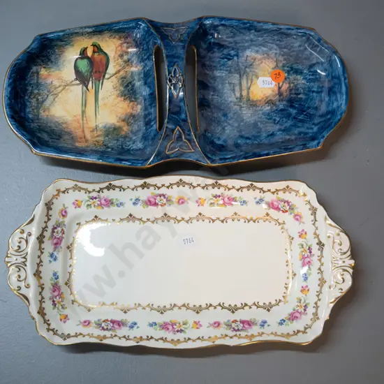 Royal Winton hand painted handled serving dish, Aynsley gold and floral dish