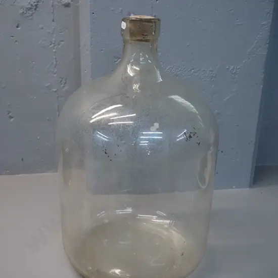 clear glass carboy with cork stopper - needs a good cleaning H-500 D-300