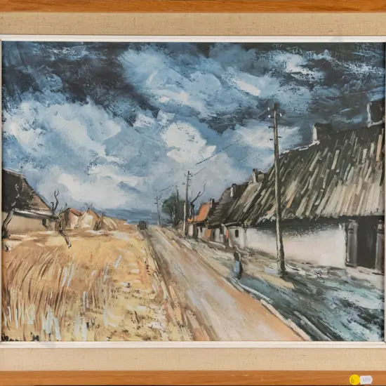 framed print - main street village scene - H-490 W-510