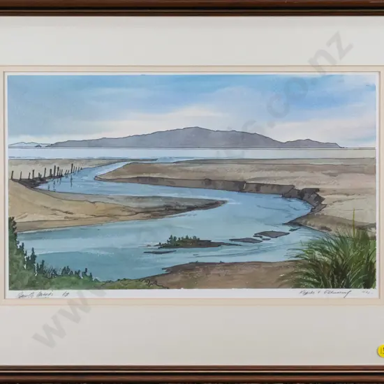 framed Peter G Leitch ltd edition 1/38 "Kapiti & estuary" H-240 W-400