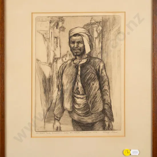 George Bain 1925 -framed etching "An Arab-Turk" H-230 W-170