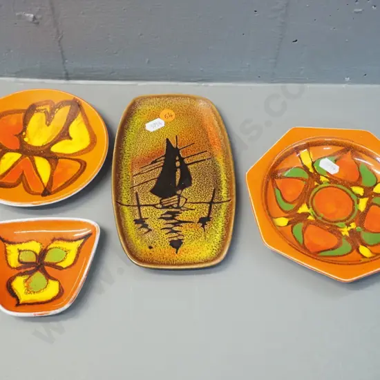 4 pieces retro Poole - 3 Delphis, largest D150 and 1 Aegean pattern L-180 W-100