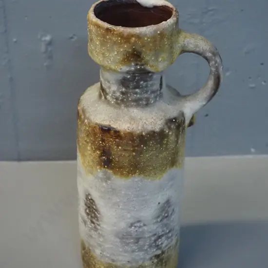 German pottery handled vase H-250 - marked 7605-25