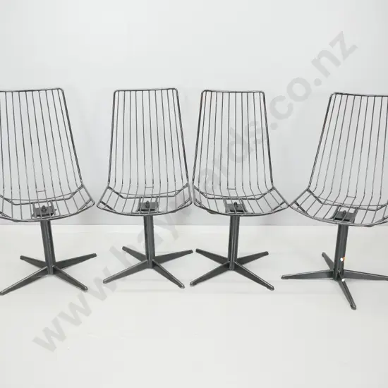 set of 4 retro  metal frame high-back swivel dining chairs - no cushions H-900 W-540 D-450
