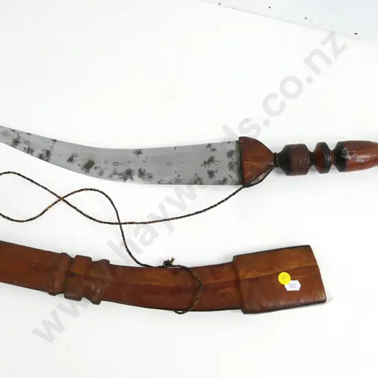 Persian scimitar with leather scabbard and handle, doesn't quite fit into scabbard L-680