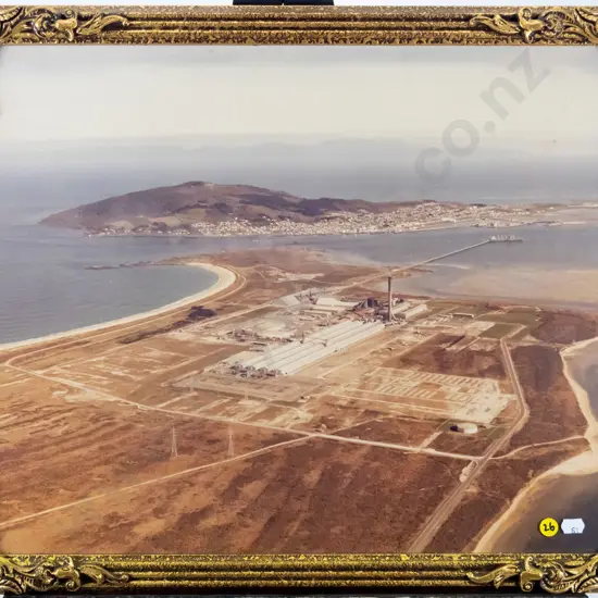 framed photograph - aerial view Tiwai Point Smelter H-400 W-450