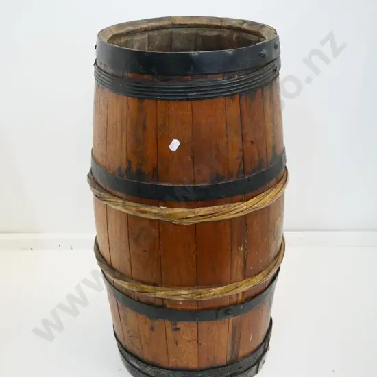 metal and cane bound timber barrel H-620 and opening diameter 280
