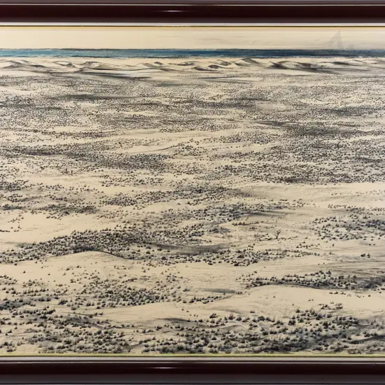Kenneth Jack -framed mixed media - "The Great Sandy Desert and Eight Mile Beach WA" H-670 W-980