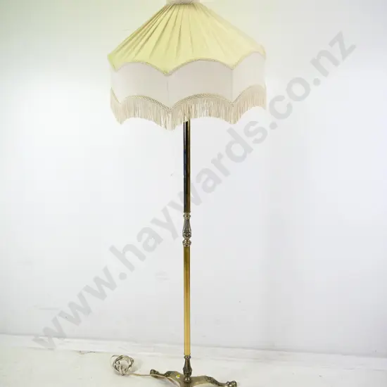 cast brass and other metal 3-footed standard lamp with wasited shade H 1670 Diameter 500
