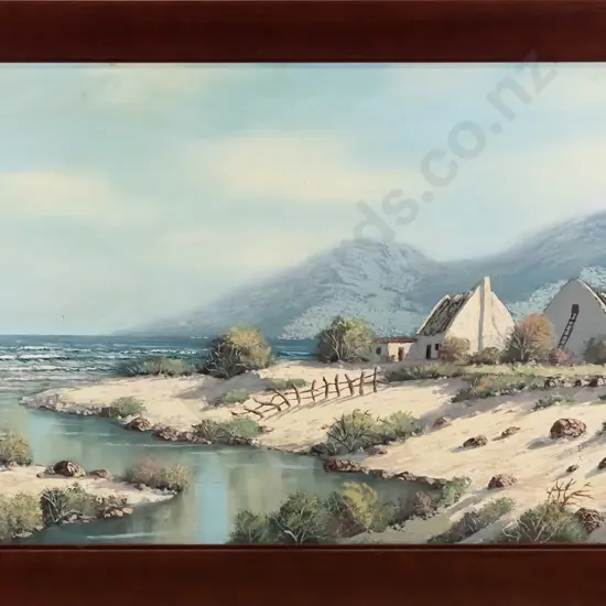 W P Grobler - framed oil - coastal scene H-500 W-1010