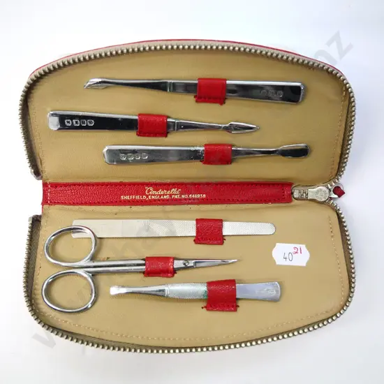 cased manicure set 'Cinderella Sheffield England pat no 646938