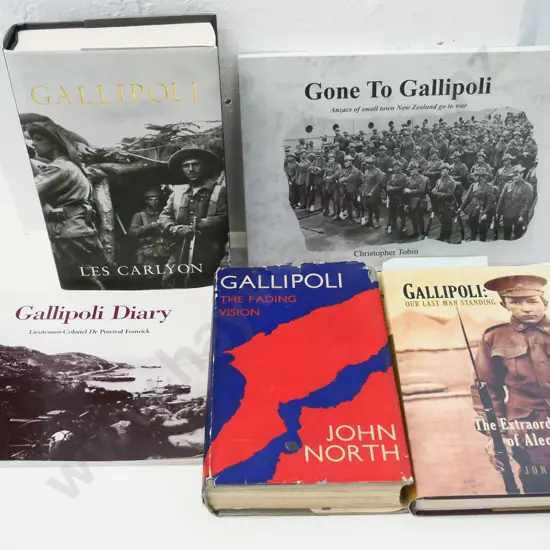 5 NZ military history books, Gallipoli - Jonathan King, John North, Les Carlyon, Percival Fenwick, Christopher Tobin